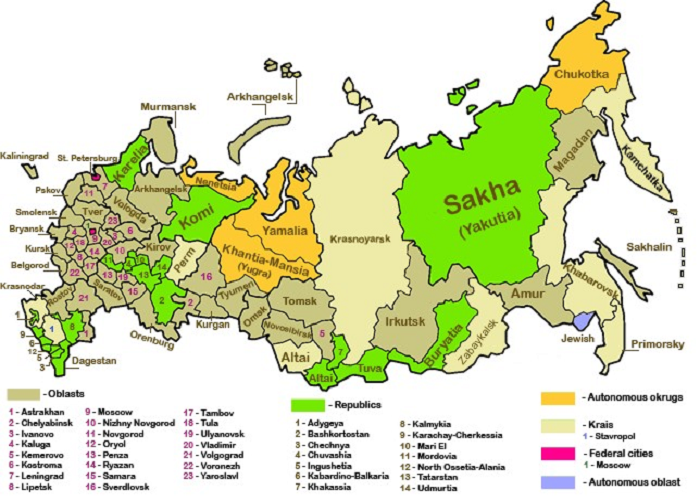 نقشه کشور روسیه